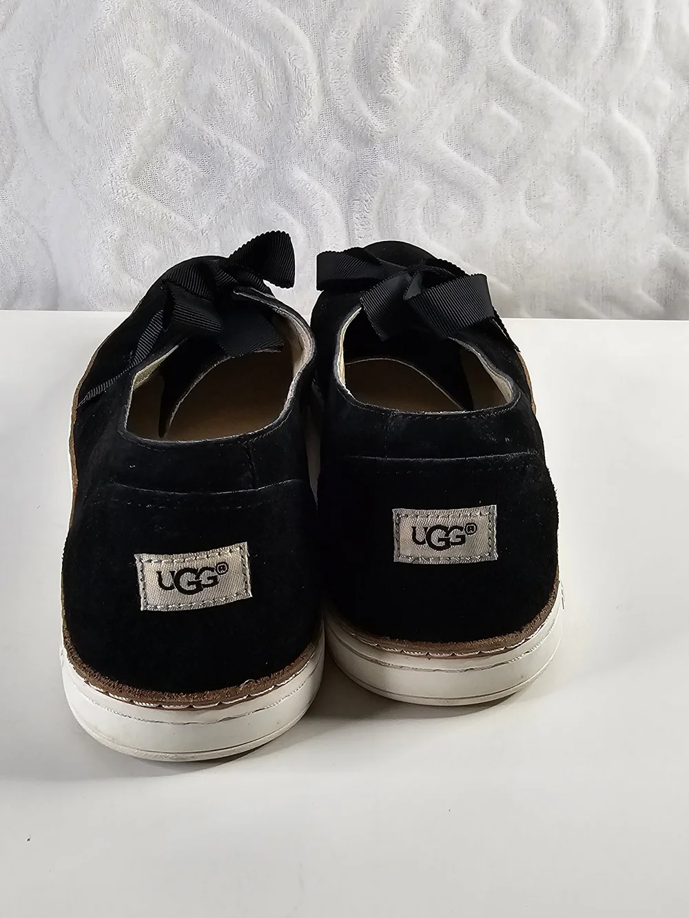 UGG Women's Black Suede Platform Lace-Up Shoes